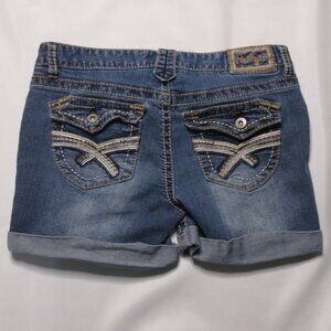 4/$14 AMETHYST womens SHORTS distressed BLUE denim LOW-RISE jean SIZE 9